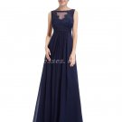 Stunning Boat Neckline A-line Navy Blue Bridesmaid Dress With Lace