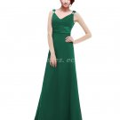 V-Neckline A-line Floor Length Hunter Green Bridesmaid Dress With Sash