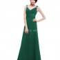 V-Neckline A-line Floor Length Hunter Green Bridesmaid Dress With Sash