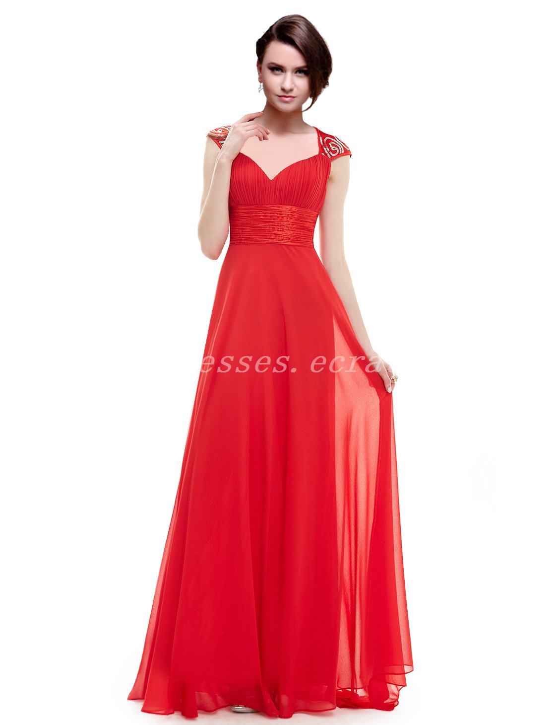 Charming Straps A-line Keyhole Back Red Chiffon Mother Of The Bride Dresses