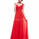 Charming Straps A-line Keyhole Back Red Chiffon Mother Of The Bride Dresses