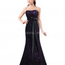Strapless Black And Purple Lace Formal Evening Dress