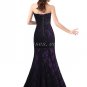 Strapless Black And Purple Lace Formal Evening Dress