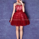 Cute Puffy Mini Length Red And White Sweet 16 Dresses