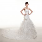 A-line Dropped Organza Ivory Wedding Dresses With Frills