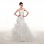 A-line Dropped Organza Ivory Wedding Dresses With Frills