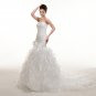 A-line Dropped Organza Ivory Wedding Dresses With Frills