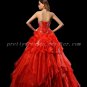Cute Sweetheart Ball Gown Red Organza Quinceanera Dress With Beads