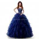 Classy Sweetheart Navy Blue Organza Sweet 15 Dresses