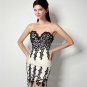 Modern Sweetheart Neckline High Low Black And White Lace Prom Dress