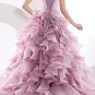 Stunning Ruffled Organza Lilac Wedding Dresses With Pleated Bodice