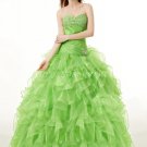 Dropped Waist Lime Green Organza Quinceanera Dresses With Ruffled Skirt