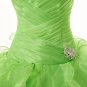 Dropped Waist Lime Green Organza Quinceanera Dresses With Ruffled Skirt
