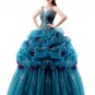 Pretty Spaghetti Straps Organza Teal Colored Quinceanera Dress
