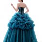 Pretty Spaghetti Straps Organza Teal Colored Quinceanera Dress