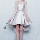 Charming High Low Silver Satin High Low Homecoming Dresses