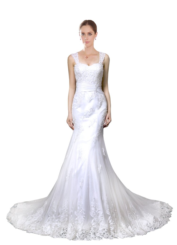 Illusion Back Mermaid Lace Wedding Dresses