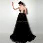Champagne And Black High Low Prom Dress With Lace