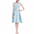 Bateau Neckline Knee Length Blue Bridesmaid Dresses