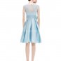 Bateau Neckline Knee Length Blue Bridesmaid Dresses