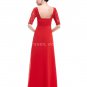 Half Sleeves Red Prom Dress With Lace