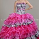 Classy Zebra And Fuchsia Sweet 15 Dresses With Ruffled Skirt