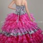 Classy Zebra And Fuchsia Sweet 15 Dresses With Ruffled Skirt