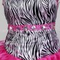 Classy Zebra And Fuchsia Sweet 15 Dresses With Ruffled Skirt