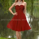 Knee Length Dark Red Chiffon Bridesmaid Dresses