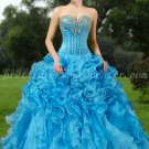 Exquisite Sweetheart Ball Gown Blue Organza Quinceanera Dresses