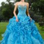 Exquisite Sweetheart Ball Gown Blue Organza Quinceanera Dresses