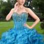 Exquisite Sweetheart Ball Gown Blue Organza Quinceanera Dresses