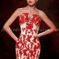 Charming A-line Champagne And Red Lace Prom Dresses