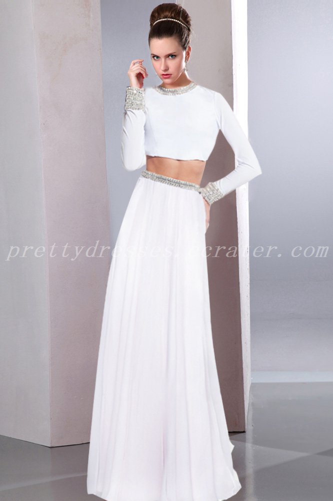Long Sleeves Two Pieces Summer Bohemian Wedding Dresses