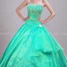 Strapless Ball Gown Aqua Sweet 15 Dresses With Beads