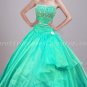 Strapless Ball Gown Aqua Sweet 15 Dresses With Beads
