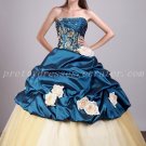 Beautiful Champagne And Turquoise Embroidery Quinceanera Dresses