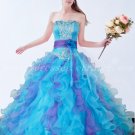 Colorful Organza Ruffled Blue And Purple Quinceanera Dresses