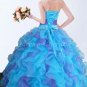 Colorful Organza Ruffled Blue And Purple Quinceanera Dresses