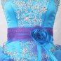 Colorful Organza Ruffled Blue And Purple Quinceanera Dresses