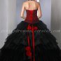 Gothic Top Halter Black And Red Quinceanera Dresses With Handmade Flowers