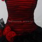 Gothic Top Halter Black And Red Quinceanera Dresses With Handmade Flowers
