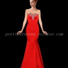 Sexy Sweetheart Mermaid Red Evening Dress With Beads