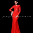 Long Sleeves Jewel Neckline Formal Evening Dresses With Lace