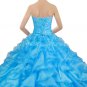 Impressive Turquoise Organza Ball Gown Quinceanera Dresses With Diamonds