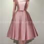 Vintage Off Shoulder Knee Length Dusty Rose Prom Party Dresses