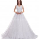 V-Neckline White Lace Princess Wedding Dress