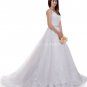V-Neckline White Lace Princess Wedding Dress