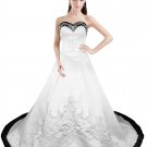 Beautiful Black And White Embroidery Wedding Bridal Gowns