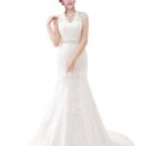 Plunge Neckline Lace Wedding Dress Keyhole Back